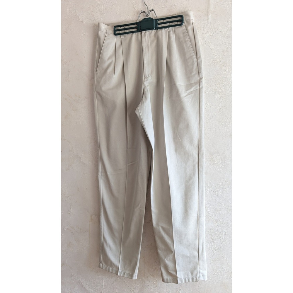 Eddie Bauer Khakis Womens 14 Beige Double Pleat 100% Cotton Work Pants